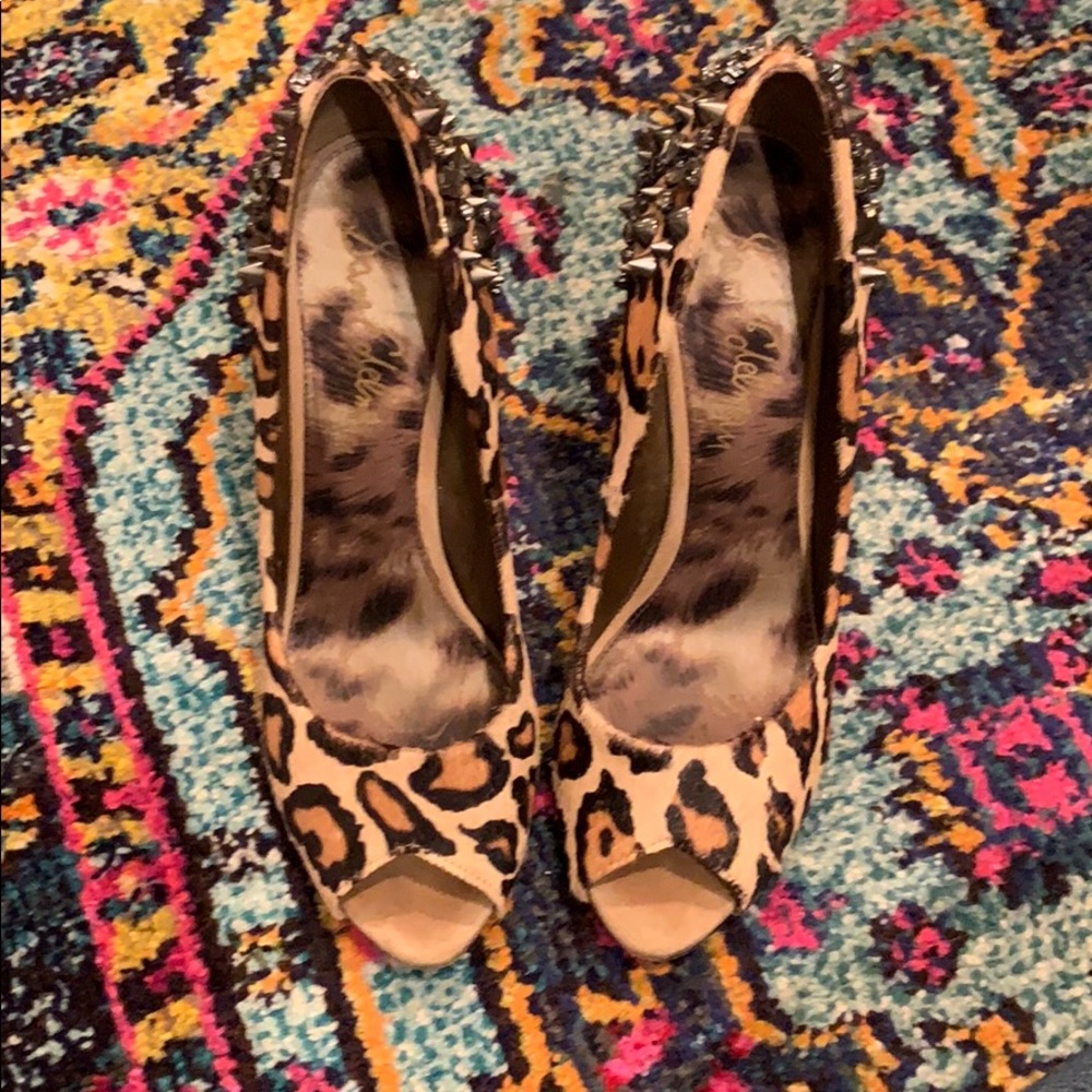Sam Edelman leopard spike and rhinestone heels